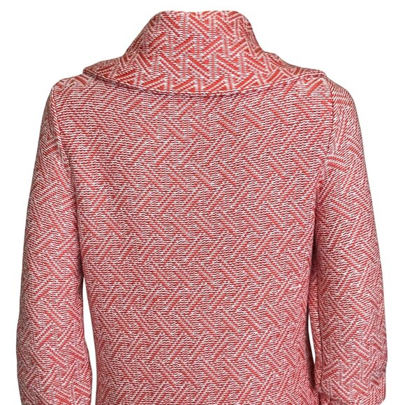 Sundance Knit Longline Sweater Coat Orange & Cream Button Front Collard Jacket M - Picture 9 of 13